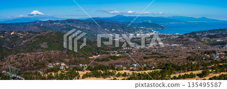 從大室山登山纜車山頂眺望富士山全景 [靜岡縣伊東市] 135495587