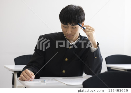 Male high school student studying 135495629