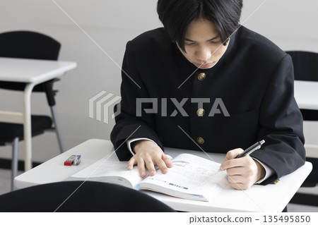 Male high school student studying 135495850