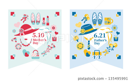 [2026] Mother's Day/Father's Day Illustration Set Flag 135495991