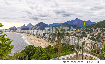 Rio de Janeiro Brazil Panorama View City Skyline Beach Mountains. Rio de Janeiro Brazil Panorama View City Skyline Beach Mountains. 135496016