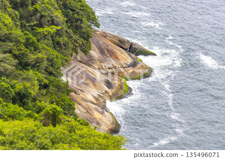 Copacabana Leme Beach Rocks Boulders in Rio de Janeiro Brazil. Copacabana Leme Beach Rocks Boulders in Rio de Janeiro Brazil. 135496071
