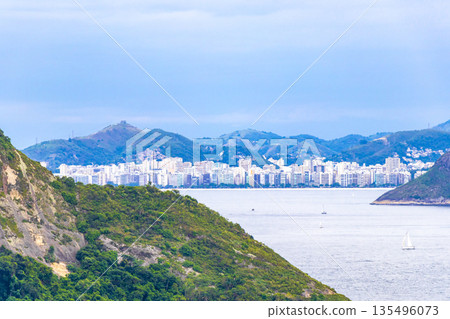Copacabana Leme Beach Rocks Boulders in Rio de Janeiro Brazil. Copacabana Leme Beach Rocks Boulders in Rio de Janeiro Brazil. 135496073