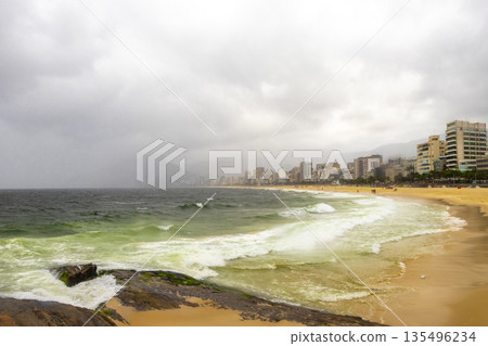 Ipanema Beach Tropical Storm Clouds Panorama Rio de Janeiro Brazil. Ipanema Beach Tropical Storm Clouds Panorama Rio de Janeiro Brazil. 135496234