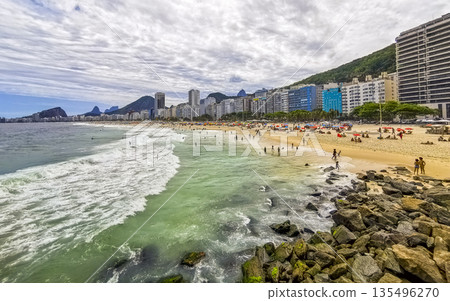 Copacabana Beach Tropical Paradise and City Skyline Rio de Janeiro Brazil. Copacabana Beach Tropical Paradise and City Skyline Rio de Janeiro Brazil. 135496270