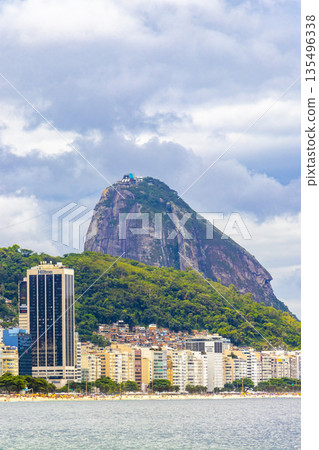 Copacabana Beach Tropical Paradiseand City Skyline Rio de Janeiro Brazil. 135496338