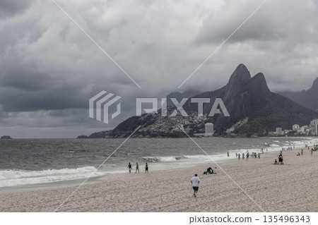 Ipanema Beach Tropical Storm Clouds Panorama Rio de Janeiro Brazil. Ipanema Beach Tropical Storm Clouds Panorama Rio de Janeiro Brazil. 135496343