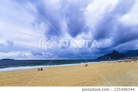 Ipanema Beach Tropical Storm Clouds Panorama Rio de Janeiro Brazil. Ipanema Beach Tropical Storm Clouds Panorama Rio de Janeiro Brazil. 135496344