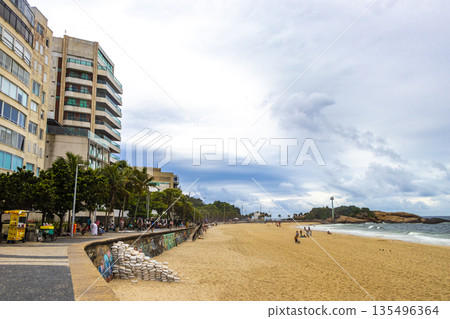 Ipanema Beach Tropical Storm Clouds Panorama Rio de Janeiro Brazil. 135496364