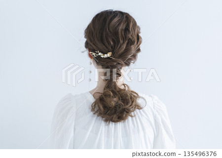 Beautiful bride's back view Beautiful bride's back view 135496376