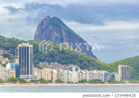 Copacabana Beach Tropical Paradise and City Skyline Rio de Janeiro Brazil. 135496428