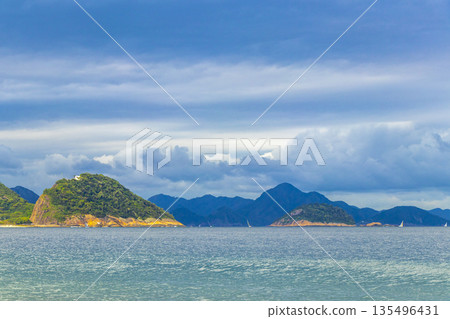 Copacabana Panorama View Tropical Islands Hills Rio de Janeiro Brazil. Copacabana Panorama View Tropical Islands Hills Rio de Janeiro Brazil. 135496431