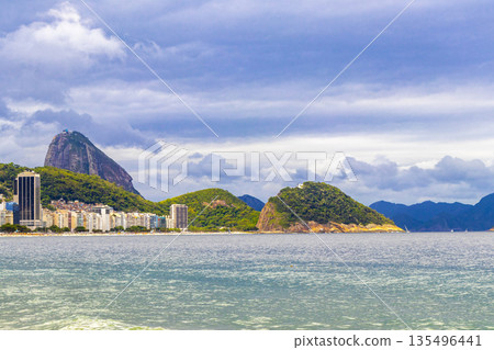 Copacabana Beach Tropical Paradiseand City Skyline Rio de Janeiro Brazil. 135496441
