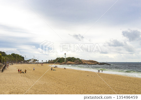 Ipanema Beach Tropical Storm Clouds Panorama Rio de Janeiro Brazil. 135496459