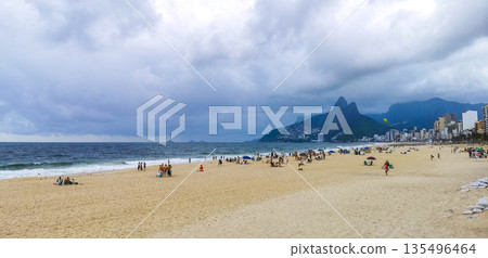 Ipanema Beach Tropical Storm Clouds Panorama Rio de Janeiro Brazil. 135496464