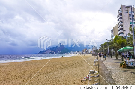 Ipanema Beach Tropical Storm Clouds Panorama Rio de Janeiro Brazil. Ipanema Beach Tropical Storm Clouds Panorama Rio de Janeiro Brazil. 135496467