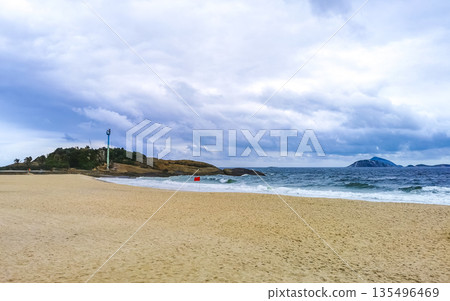 Ipanema Beach Tropical Storm Clouds Panorama Rio de Janeiro Brazil. 135496469