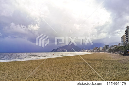 Ipanema Beach Tropical Storm Clouds Panorama Rio de Janeiro Brazil. Ipanema Beach Tropical Storm Clouds Panorama Rio de Janeiro Brazil. 135496479