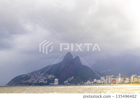 Ipanema Beach Tropical Storm Clouds Panorama Rio de Janeiro Brazil. 135496482