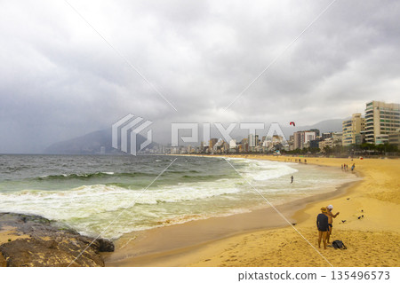 Ipanema Beach Tropical Storm Clouds Panorama Rio de Janeiro Brazil. Ipanema Beach Tropical Storm Clouds Panorama Rio de Janeiro Brazil. 135496573