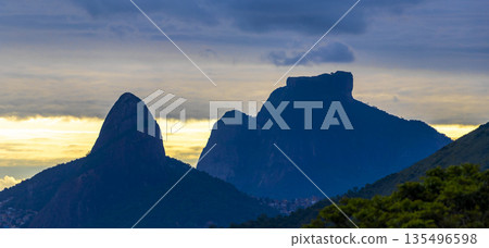 Rio de Janeiro Brazil Mountains Hills Rocks Sunset Sunrise Sky. 135496598