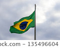 Brazilian flag waving in the wind Rio de Janeiro Brazil. 135496604