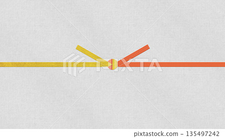 時尚的日式現代和紙，搭配金紅色水引繩，“Musubikiri”，適用於慶祝活動和慶典場合。 135497242