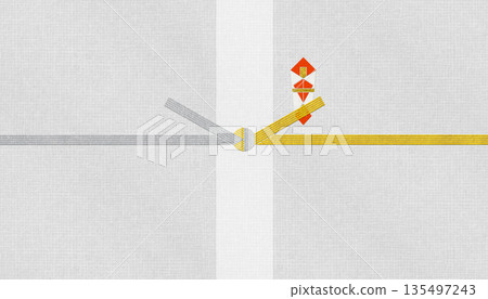 Stylish Japanese modern washi paper and gold and silver Mizuhiki, "Musubikiri" for celebrations and celebratory occasions 135497243