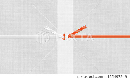 時尚的日式現代和紙，搭配紅白相間的水引繩，“musubikiri”，適用於慶祝活動和慶典場合。 135497249