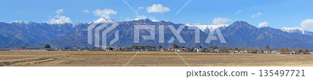 Panorama of the Northern Alps seen from Azumino in winter 135497721