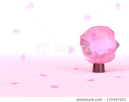 玻璃櫻花樹的3DCG背景 135497825