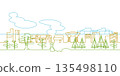 Kanazawa cityscape line drawing 135498110