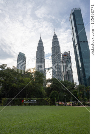 Petronas Twin Towers at sunset, Kuala Lumpur, Malaysia 135498771
