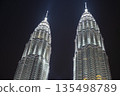 Illuminated Petronas Twin Towers at night, Kuala Lumpur, Malaysia 135498789