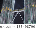 Illuminated Petronas Twin Towers at night, Kuala Lumpur, Malaysia 135498790
