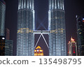 Illuminated Petronas Twin Towers at night, Kuala Lumpur, Malaysia 135498795