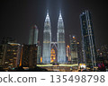 Illuminated Petronas Twin Towers at night, Kuala Lumpur, Malaysia 135498798