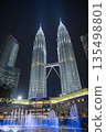 Illuminated Petronas Twin Towers at night, Kuala Lumpur, Malaysia 135498801