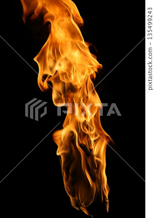 Fire flame isolated on black background 135499243