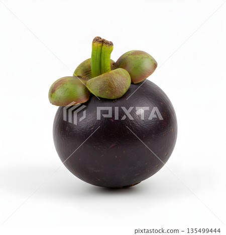 Mangosteen Fruit Whole Single Close Up Dark 135499444