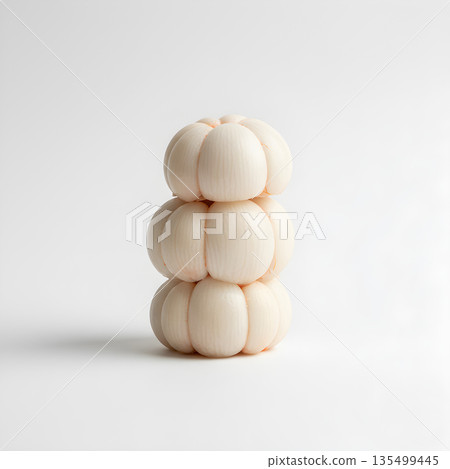Mangosteen Fruit Arils Stacked on White Background 135499445