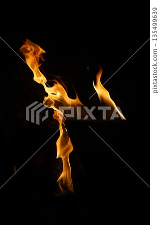 Fire flame isolated on black background 135499639