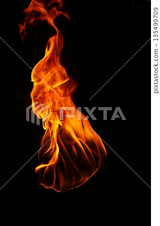 Glowing Fire Torch in the Night 135499709