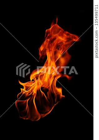 Glowing Fire Torch in the Night 135499711