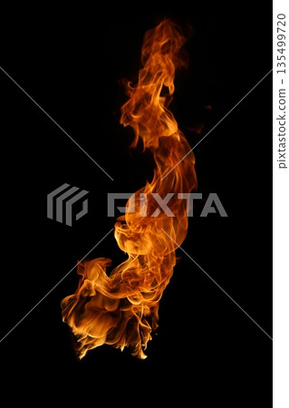 Glowing Fire Torch in the Night 135499720