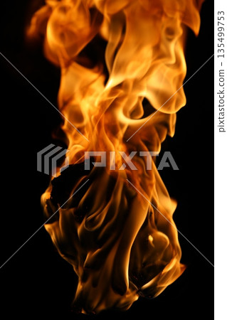 Glowing Fire Torch in the Night 135499753