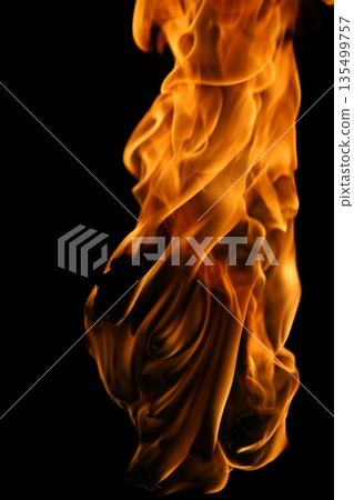 Glowing Fire Torch in the Night 135499757