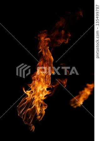 Glowing Fire Torch in the Night Glowing Fire Torch in the Night 135499787