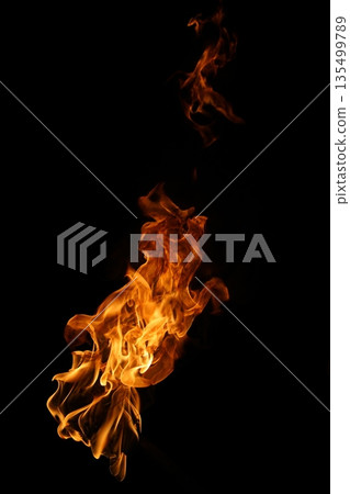 Glowing Fire Torch in the Night Glowing Fire Torch in the Night 135499789