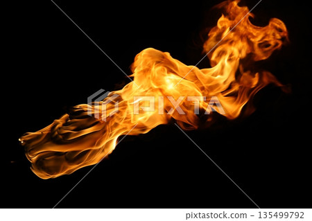 Glowing Fire Torch in the Night 135499792